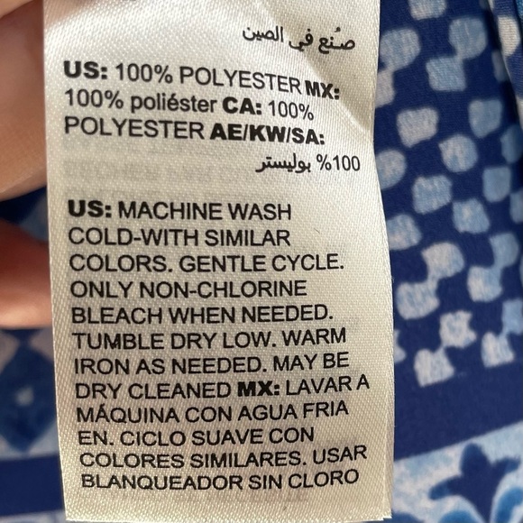 Chicos Blue White Embroidered Boho Lightweight Hi Lo Hem Coverup Top Shirt - Picture 5 of 9